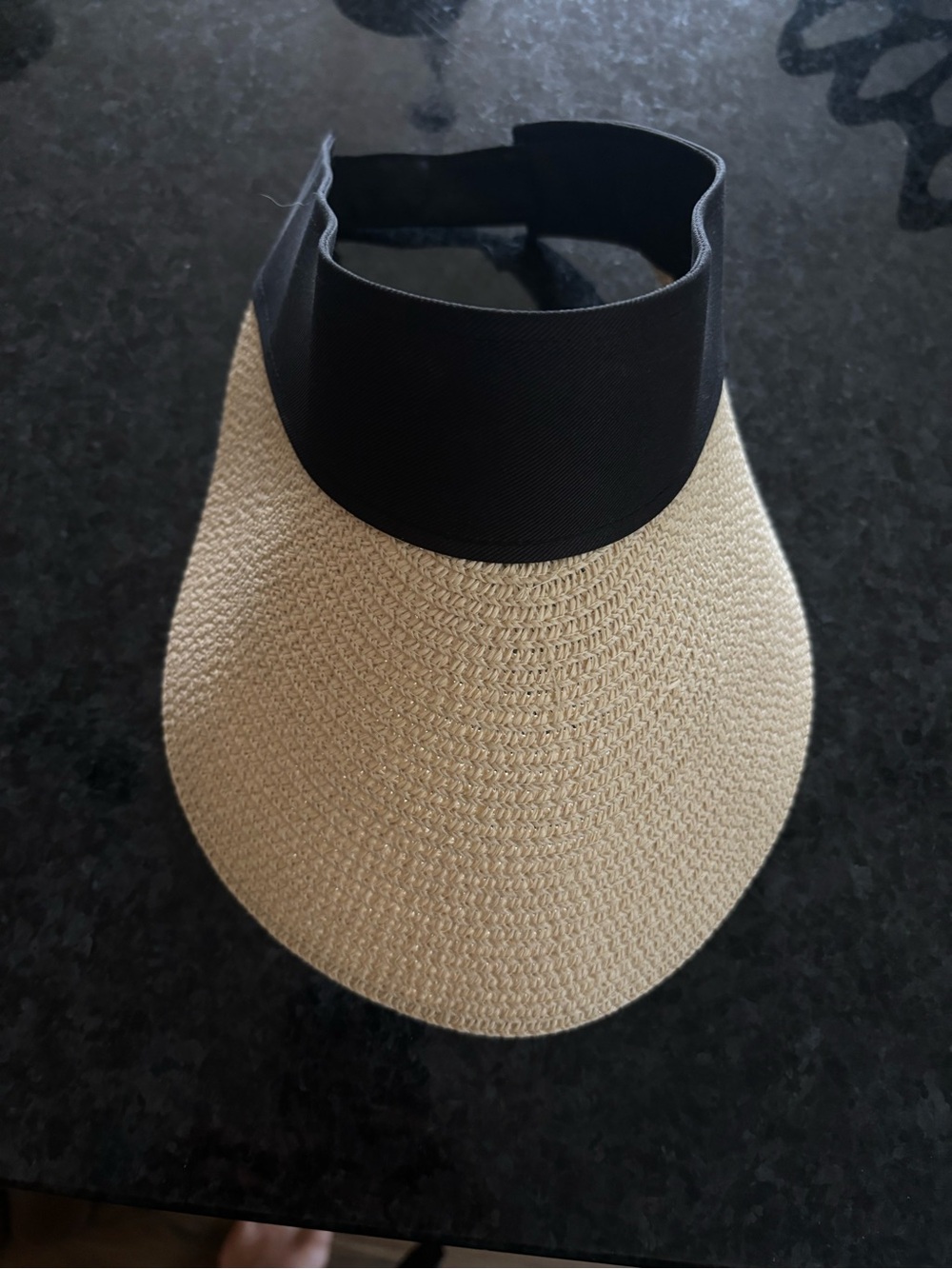 Women’s Black and Natural Straw Visor Sun Hat